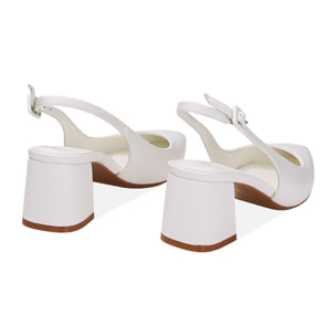 Décolleté slingback bianche, tacco 6 cm