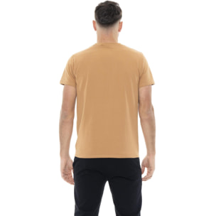 T-shirt da uomo in cotone elasticizzato a manica corta con logo piccolo "Basic"