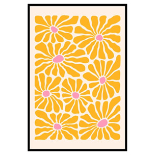 Affiche encadrée fleurs jaunes graphiques Affiche + cadre en métal - Noir