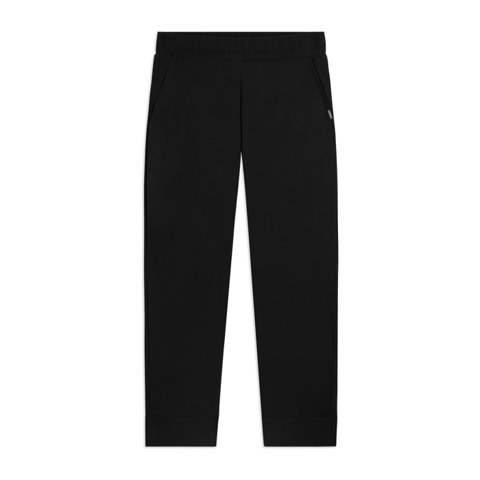 Pantaloni Cropped Fit a Carota in Popeline elasticizzato