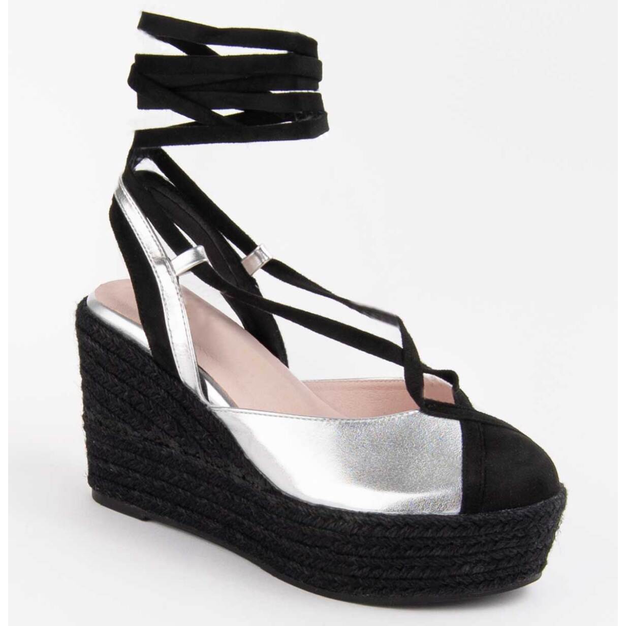 Alpargata De Cuña - Plateado - Altura: 8 Cm