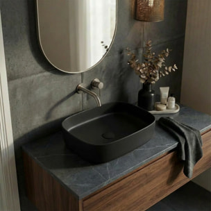 Vasque à poser rectangulaire 50 x 37,5 x 13,5 cm sans trop-plein noir mat PixL (CEPX4937BKM)