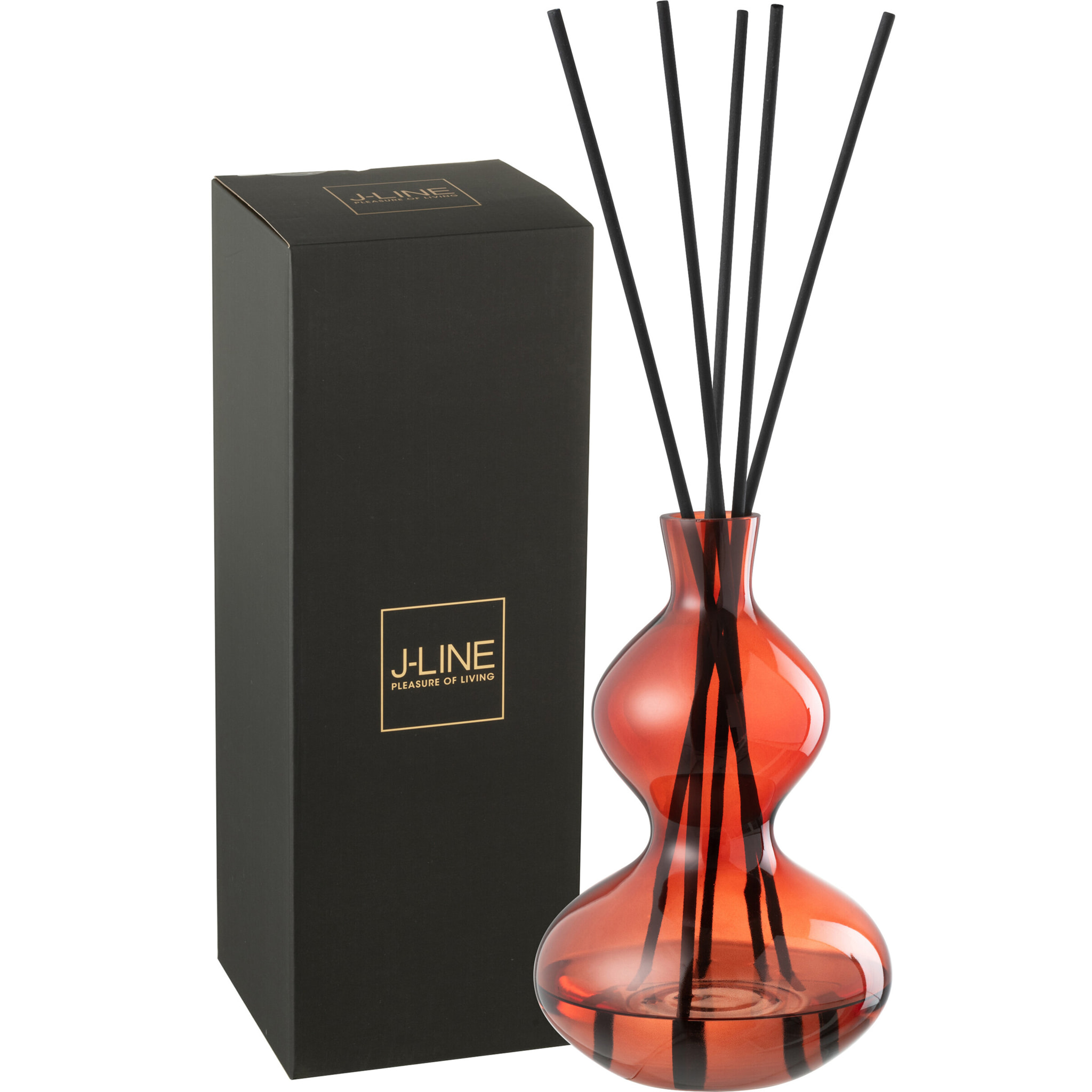 J-Line Bâtonnets parfumés Olive & Frank Incense - verre - rouge - large - 1000 ml