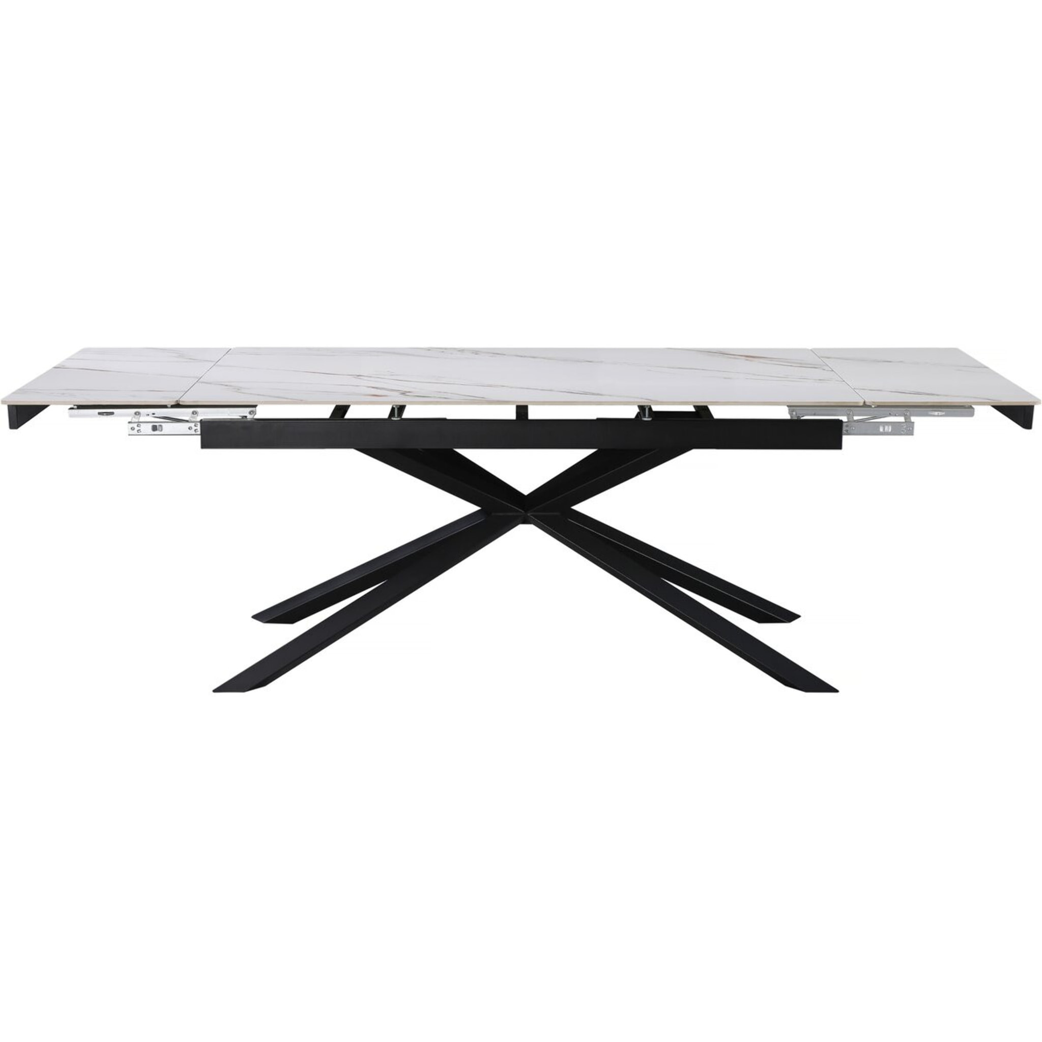 Table à manger extensible en céramique 6 à 10 personnes "Celeste" - Blanc marbré gris