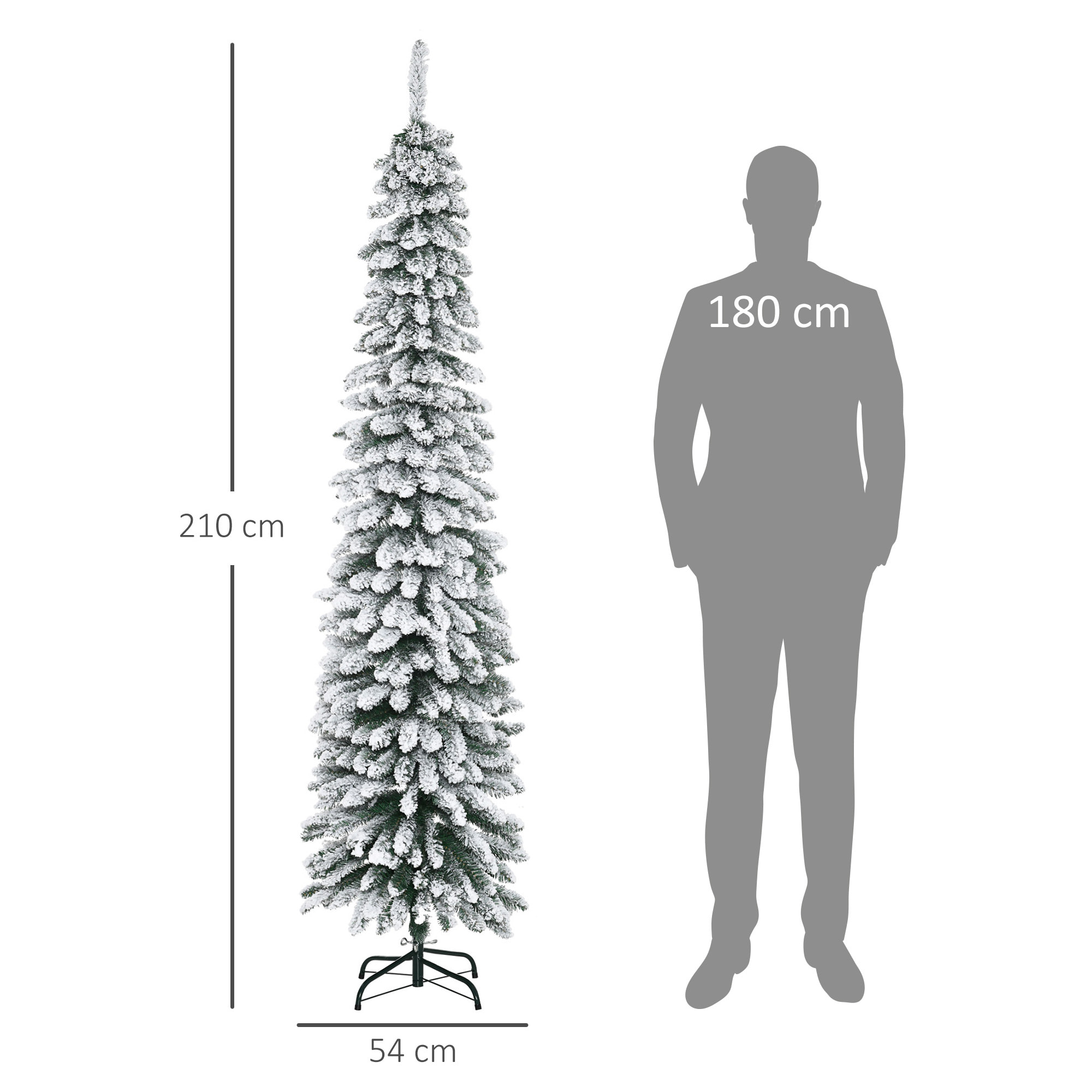 árbol de Navidad Artificial 210 cm con Nieve Ignífugo con 490 Ramas Hojas de PVC