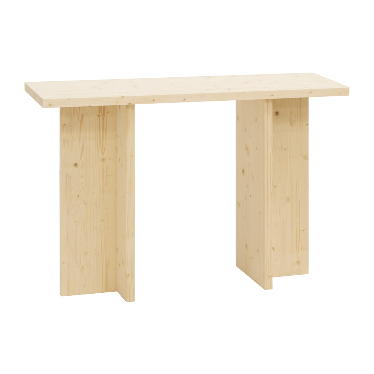 Consola de madera maciza en tono natural de 120x80cm Alto: 35 Largo: 120 Ancho: 80