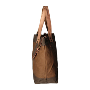 Borsa a mano unisex - Modello Maura - Canvas e pelle - 38.0 x 37.0 x 16.0 cm
