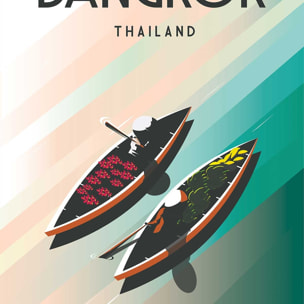 Affiche ville voyage Bangkok Thailand Affiche sous cadre bois