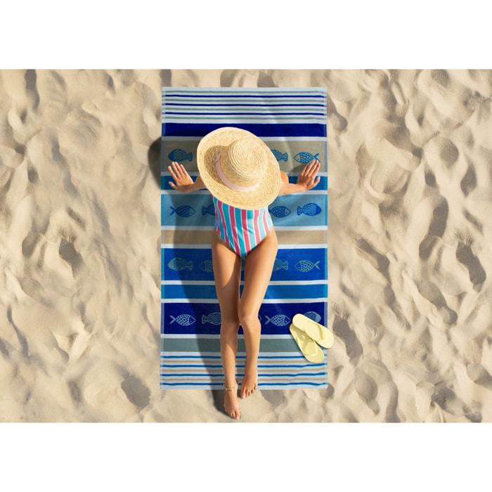 Telo Mare Spugna Jacquard Spiaggia Disegno Marsa Alam