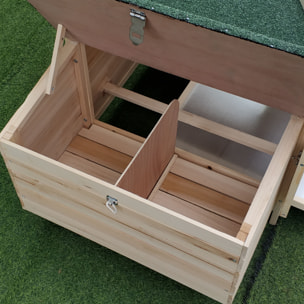 Gallinero de Madera de Abeto Refugio Jaula para Gallinas Pollos Exterior con Caja Nido Bandeja Extraíble y Espacio para Correr 196x76x97 cm Natural