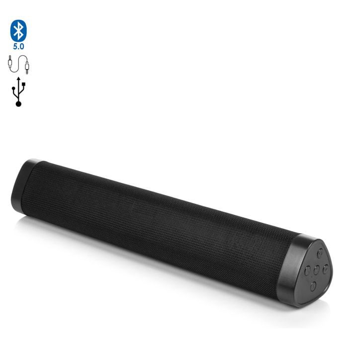 Altoparlante soundbar A500 Bluetooth 5.0, 2 altoparlanti frontali. Ingresso USB, scheda micro SD e jack 3.5. FM Radio.