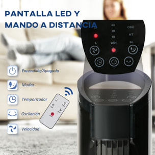 Ventilador de Torre Ventilador Vertical 50W con Mando a Distancia 3 Velocidades Pantalla LED Temporizador 7,5h y Oscilante 70° Ø20x78,5 cm