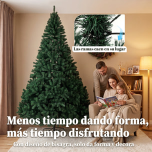 Árbol de Navidad Artificial de 270 cm, Árbol de Navidad de Abeto con Ramas Articuladas, 2418 Puntas de PVC Ignífugo, Montaje Rápido, Soporte de Acero Plegable, Verde
