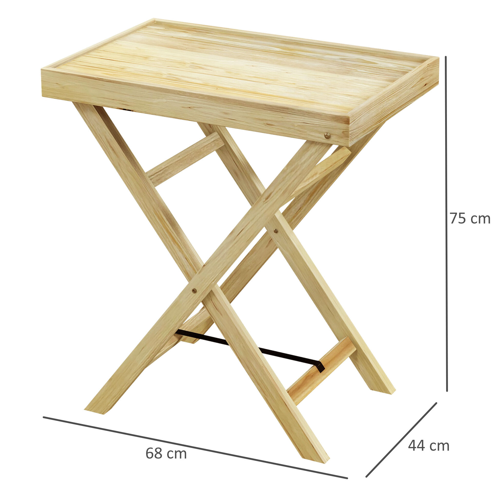 Table de jardin style naturel cosy - dim. 68L x 44l x 75H cm - bois sapin verni