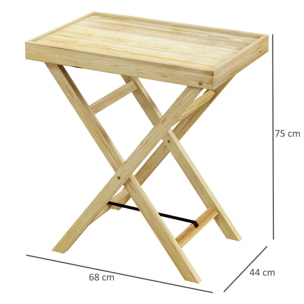 Table de jardin style naturel cosy - dim. 68L x 44l x 75H cm - bois sapin verni