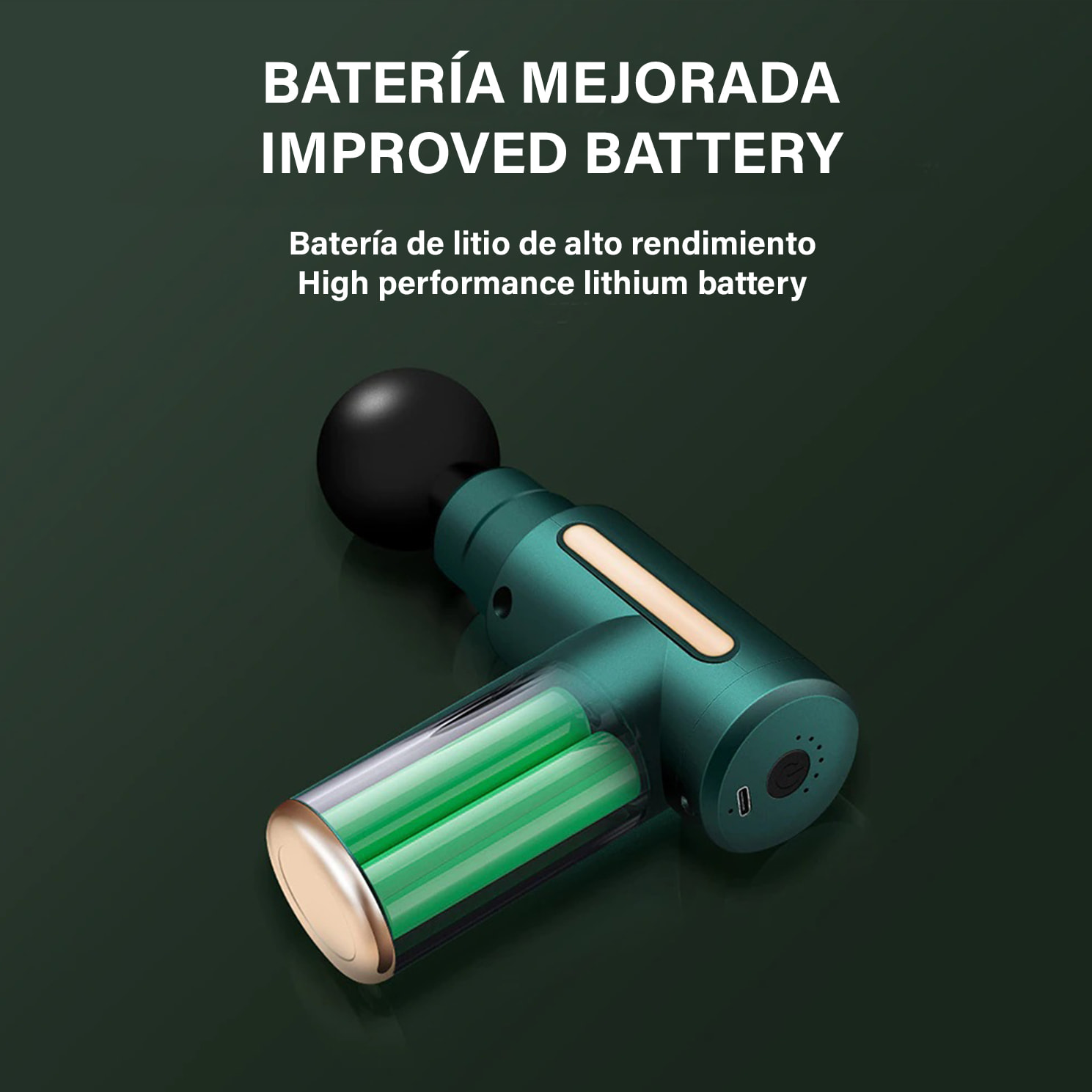 Mini pistola per massaggio muscolare Fascia Gun BX720. 6 livelli con velocità da 1800 a 3200 rpm. 4 testine.