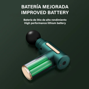 Mini pistola per massaggio muscolare Fascia Gun BX720. 6 livelli con velocità da 1800 a 3200 rpm. 4 testine.