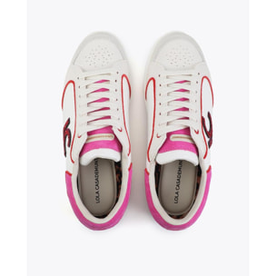 Scarpa sportiva con logo in tessuti abbinati e dettagli in pelle