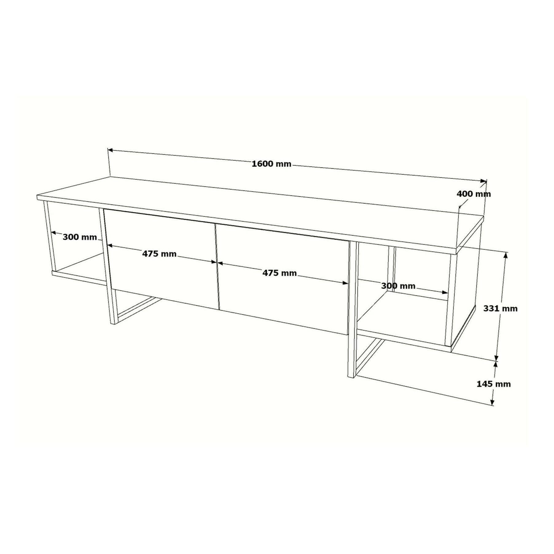 Mobile porta TV Dflorian, Credenza da soggiorno, Armadio basso per TV, Base parete attrezzata, 160x40h48 cm, Bianco e Oro