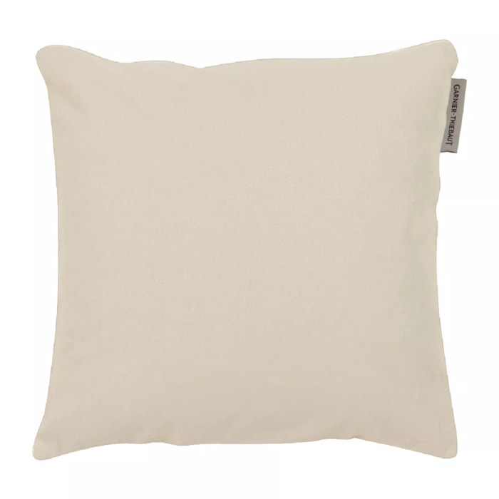 Housse de coussin pur coton uni ivoire Confettis caillou