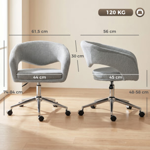 Chaise de bureau design ajouré enveloppant tissu gris