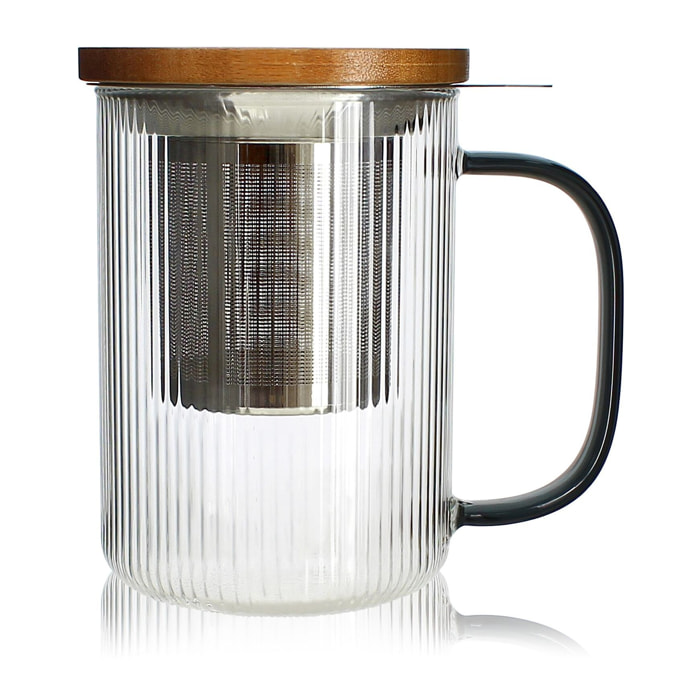 Tisanière en verre et anse graphite 475ml KARL