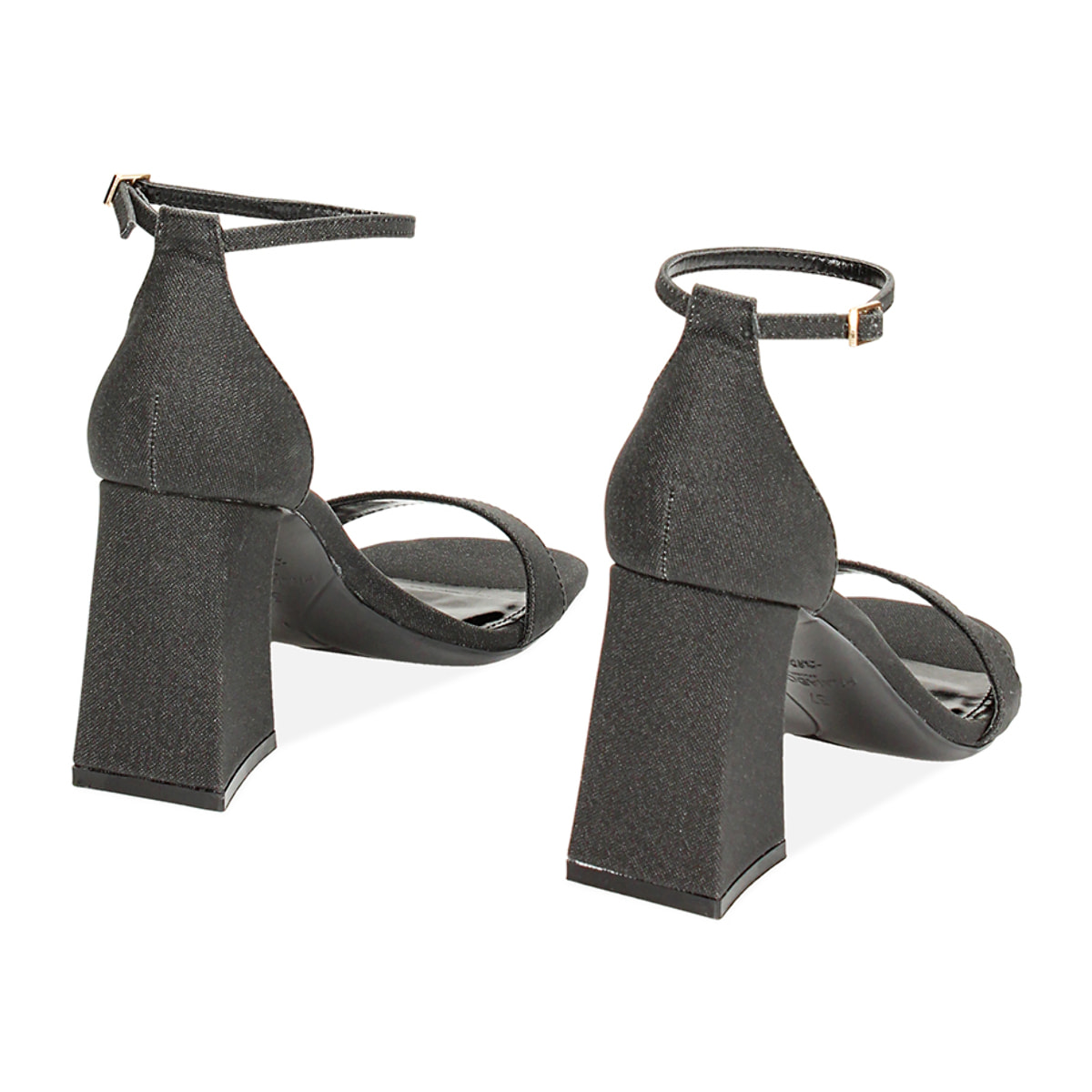 Sandali neri glitter, tacco 8,7 cm