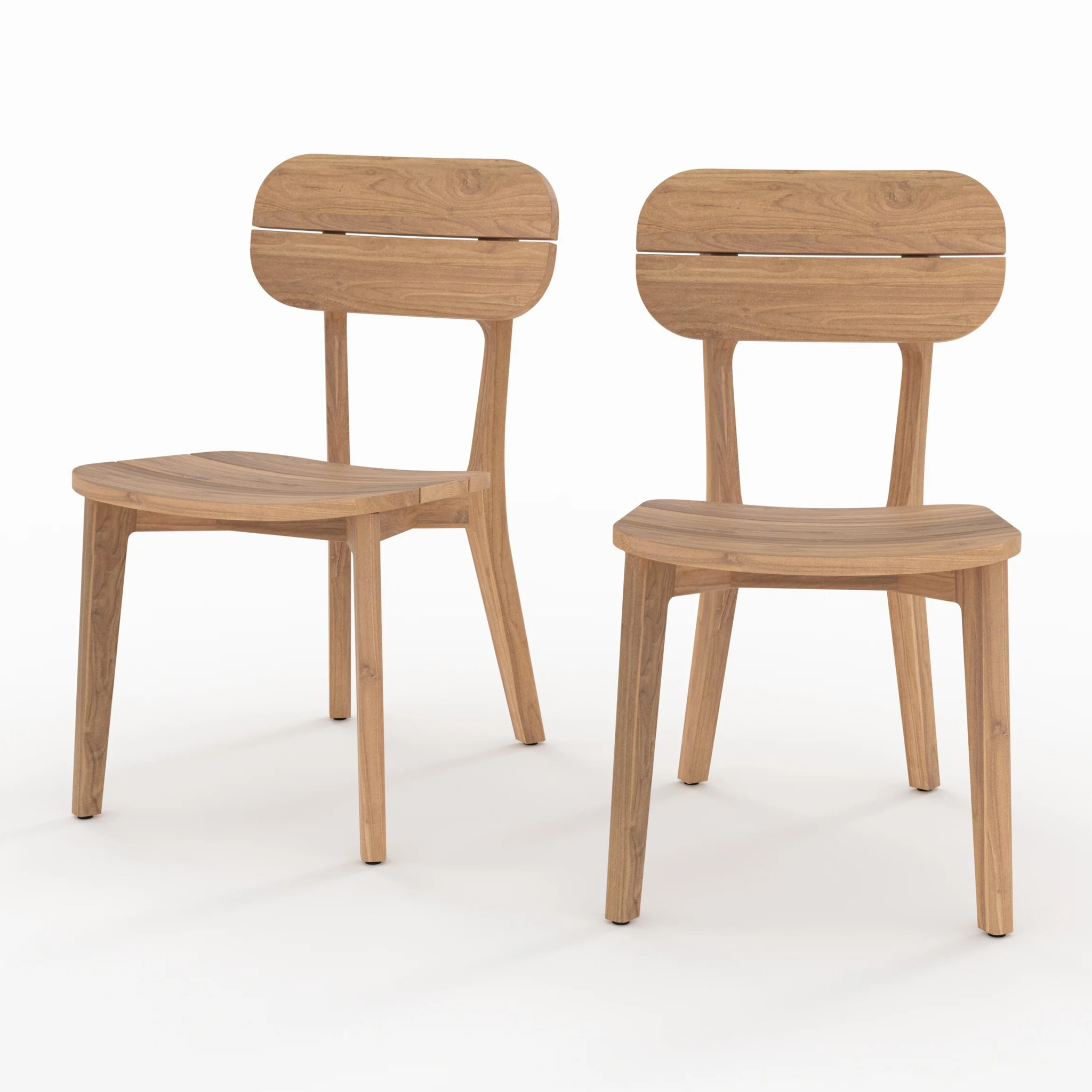 Lot de 2 chaises de jardin en bois de teck recyclé - Azia