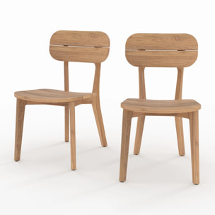 Lot de 2 chaises de jardin en bois de teck recyclé - Azia