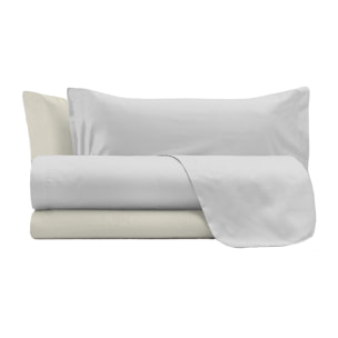 COMPLETO LETTO NATURAL COLOR, 100% Cotone, Made in Italy - GRIGIO CHIARO/PANNA