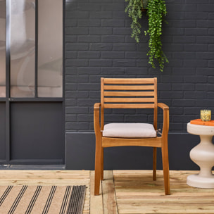 Fauteuil de jardin bois d'acacia (lot de 4) Savona 56 x 52 x 83 cm naturel et beige