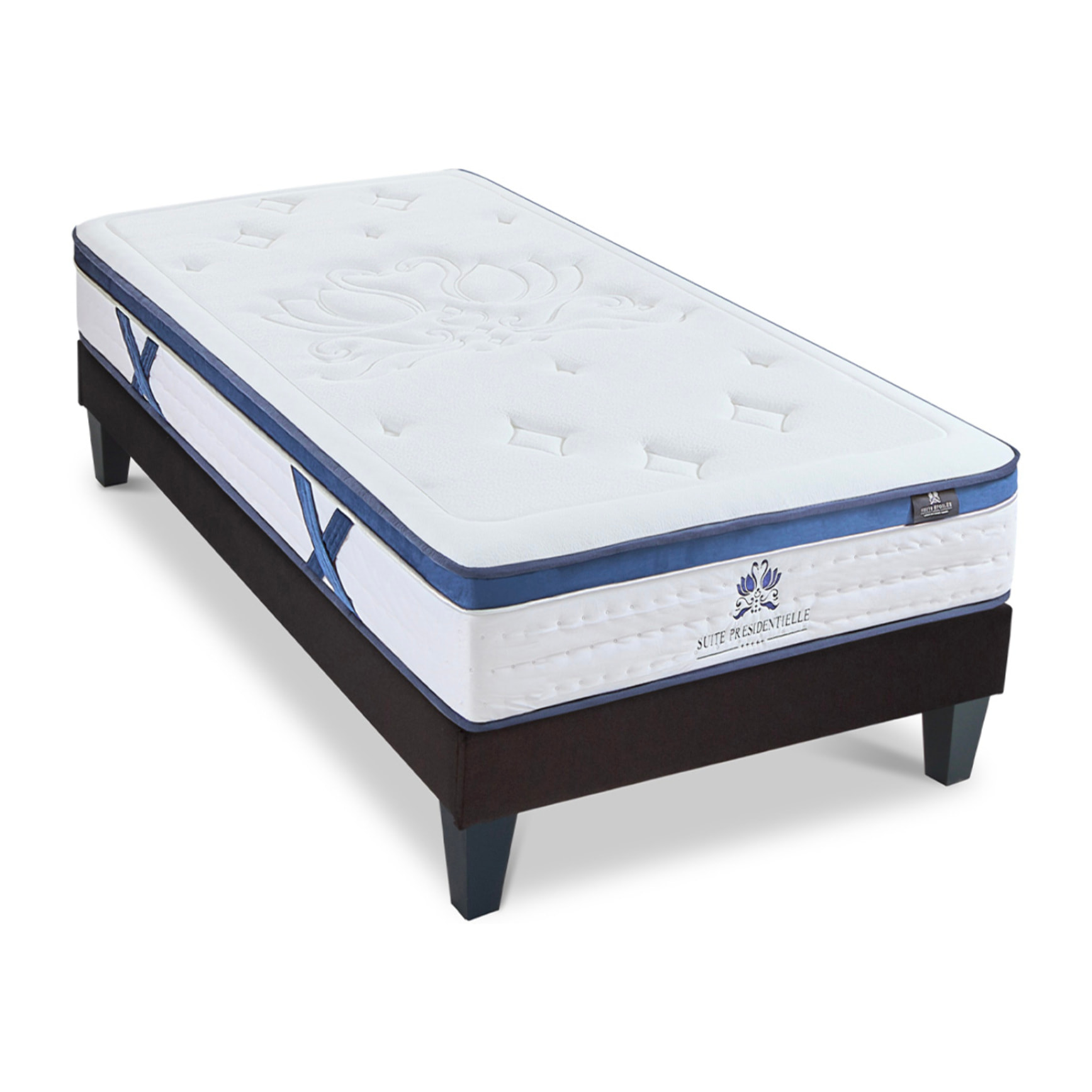 Ensemble matelas Suite Présidentielle & Sommier KIT15, 28 cm, Mémoire de Forme, Technologie Tri-Lattes, Soutien Ferme