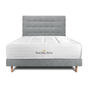Lit Windsor Sommier tapissier en tissu - pieds bois