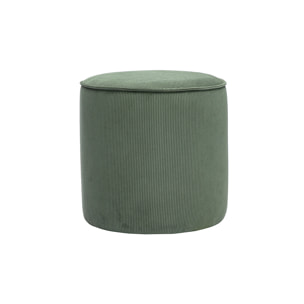 Pouf rond en velours côtelé vert kaki D40 cm PAUL