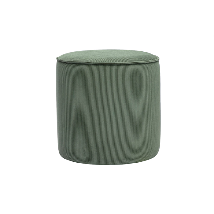 Pouf rond en velours côtelé vert kaki D40 cm PAUL