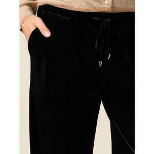 Oltre - Pantaloni palazzo in velluto - Nero