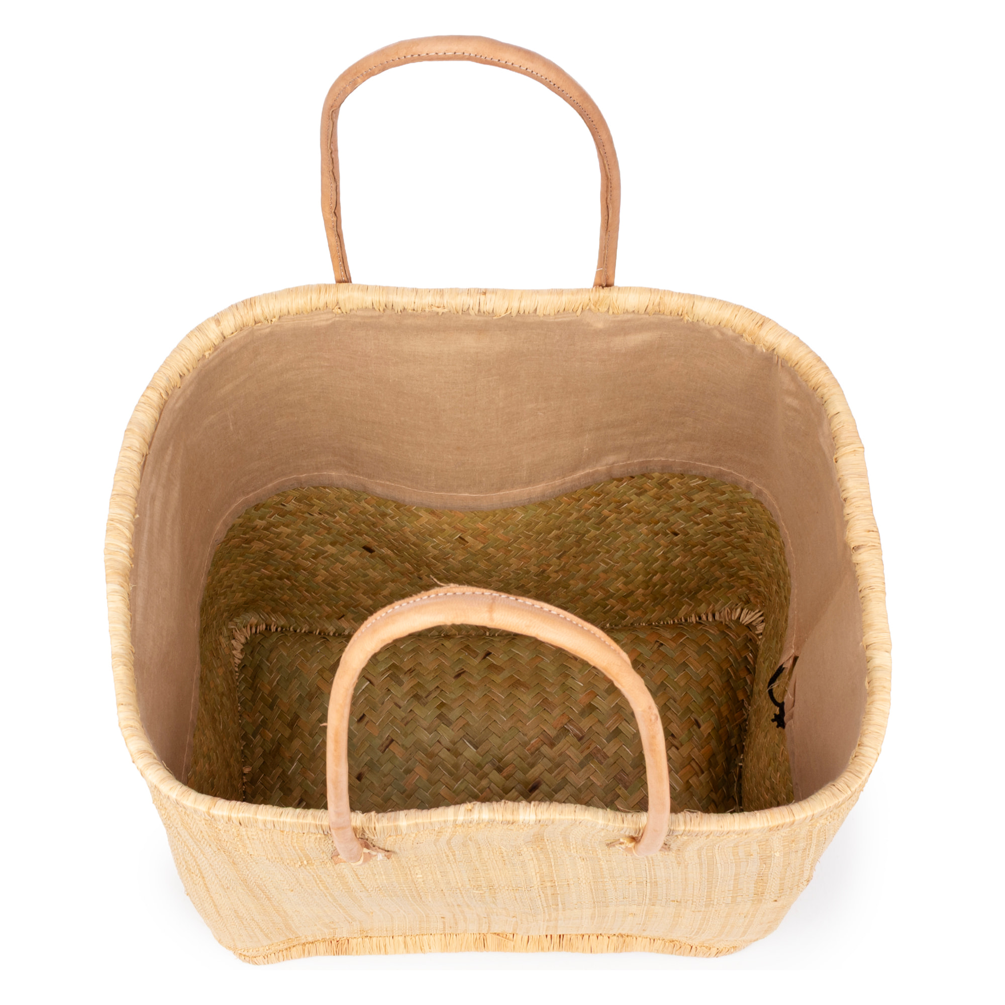 Vigonovo bolso shopper mujer. Fabricado en rafia y paja, con asas de cuero.