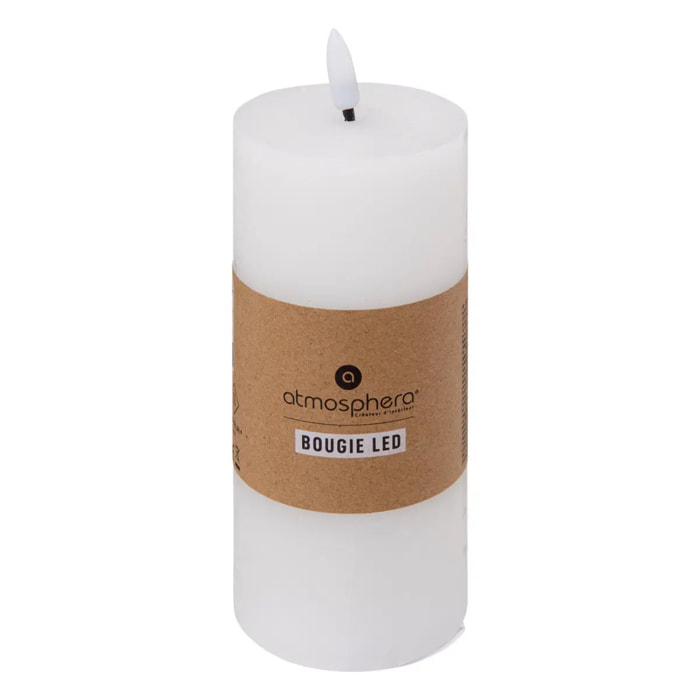 Bougie ronde LED Molia 7x18cm blanc