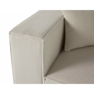 Arty - module d'assise gauche - en velours côtelé - Beige