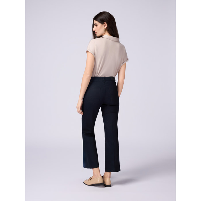 Oltre - Pantaloni regular in denim con micro cristalli - Blu