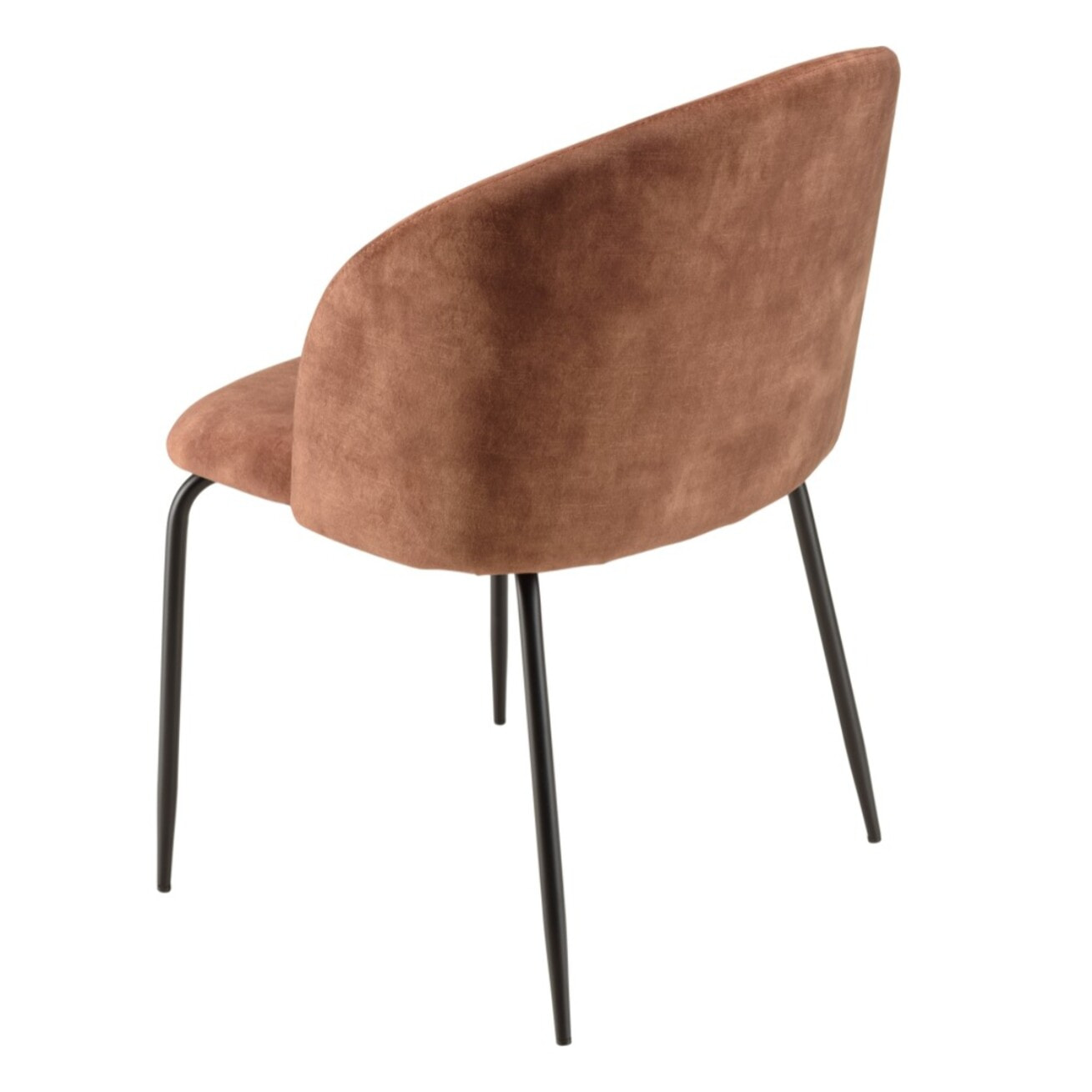 TOM - Lot de 2 chaises velours acajou dossier enveloppant pieds acier