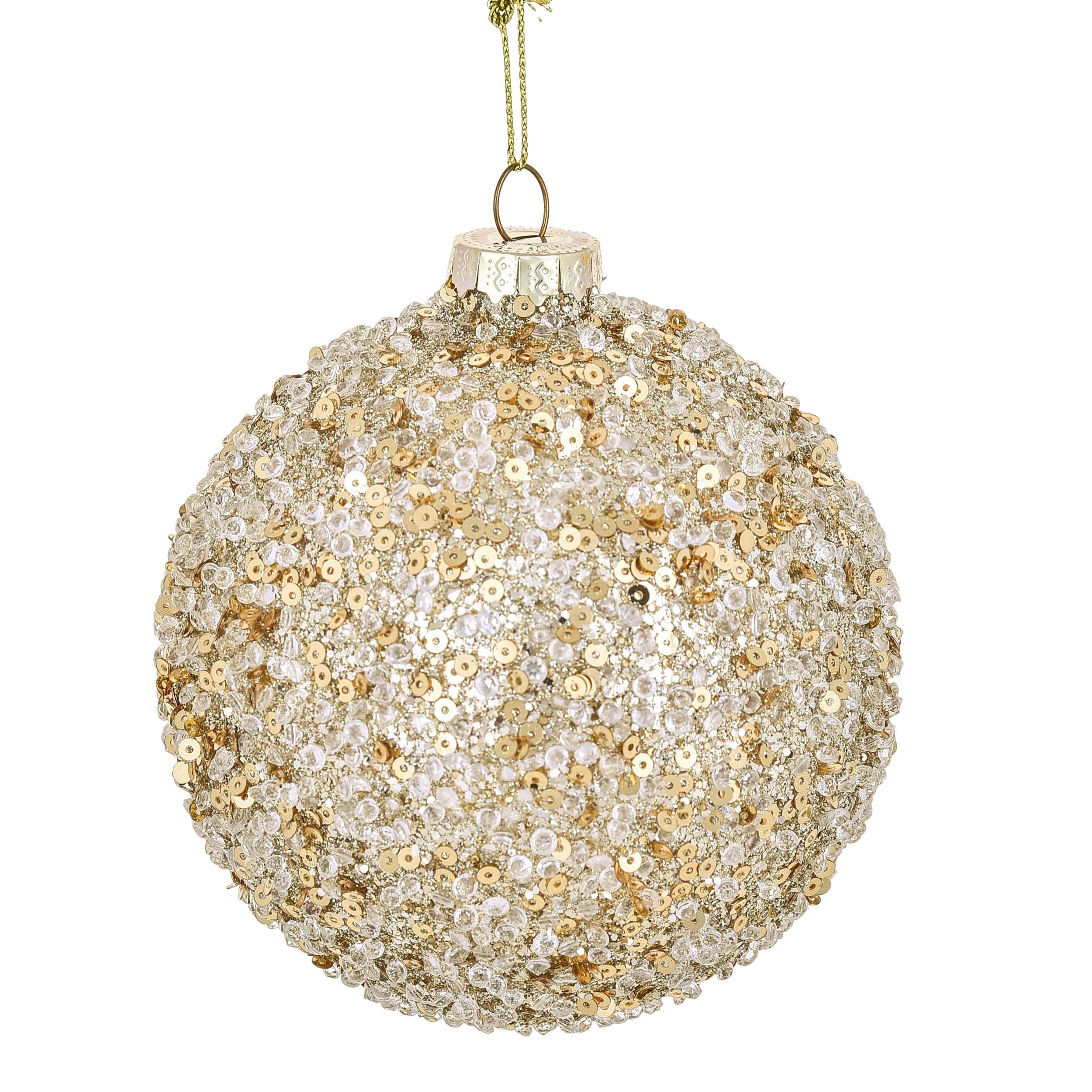 Sfera Sequincy - Pezzi 4 - Colore Dorato - 10x10Hx10cm - Bianchi Dino