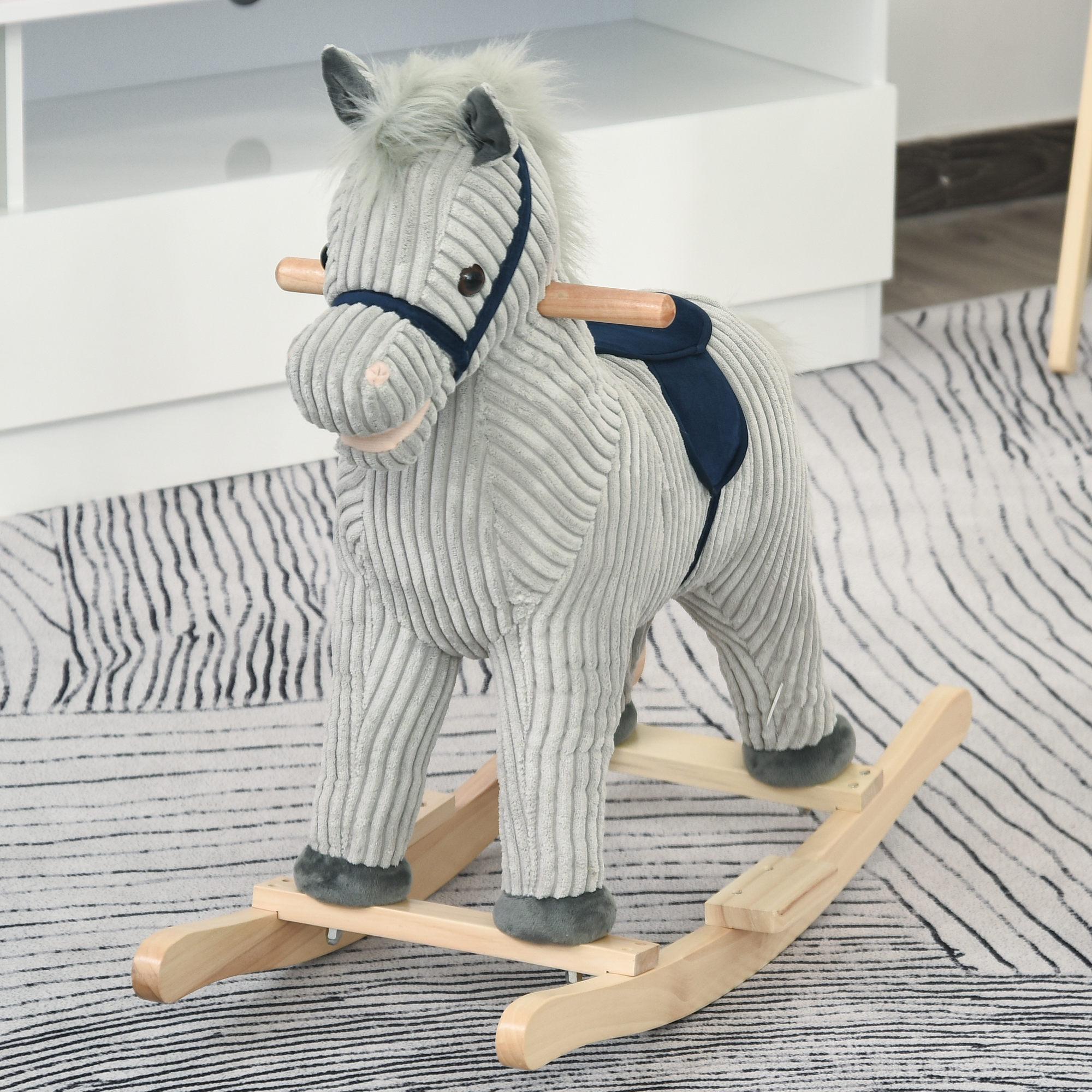 Caballito Balancín Infantil para Niños +3 Años con Sonido 73x35x64cm Gris y Azul