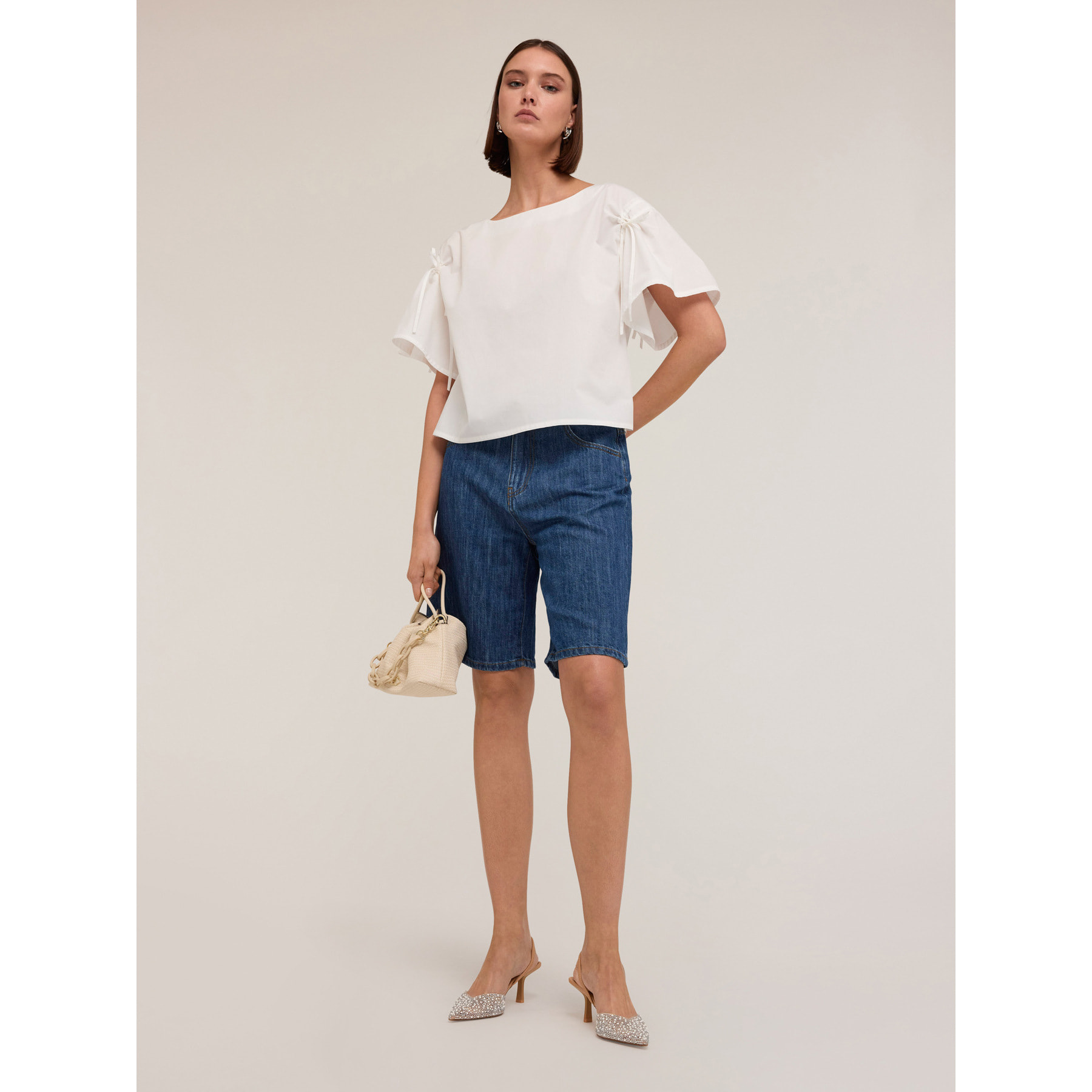 Motivi - Blusa con jareta en las mangas - Blanco