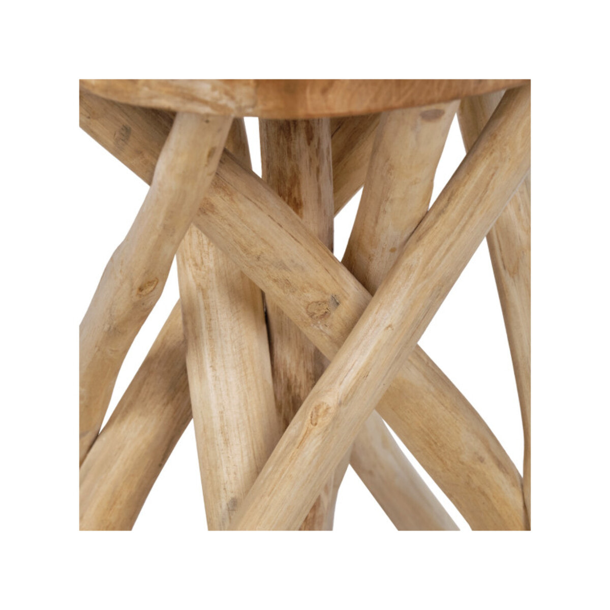 Tabouret d'appoint 40cm de haut en assemblage de bois de teck - FIGARO