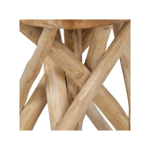 Tabouret d'appoint 40cm de haut en assemblage de bois de teck - FIGARO