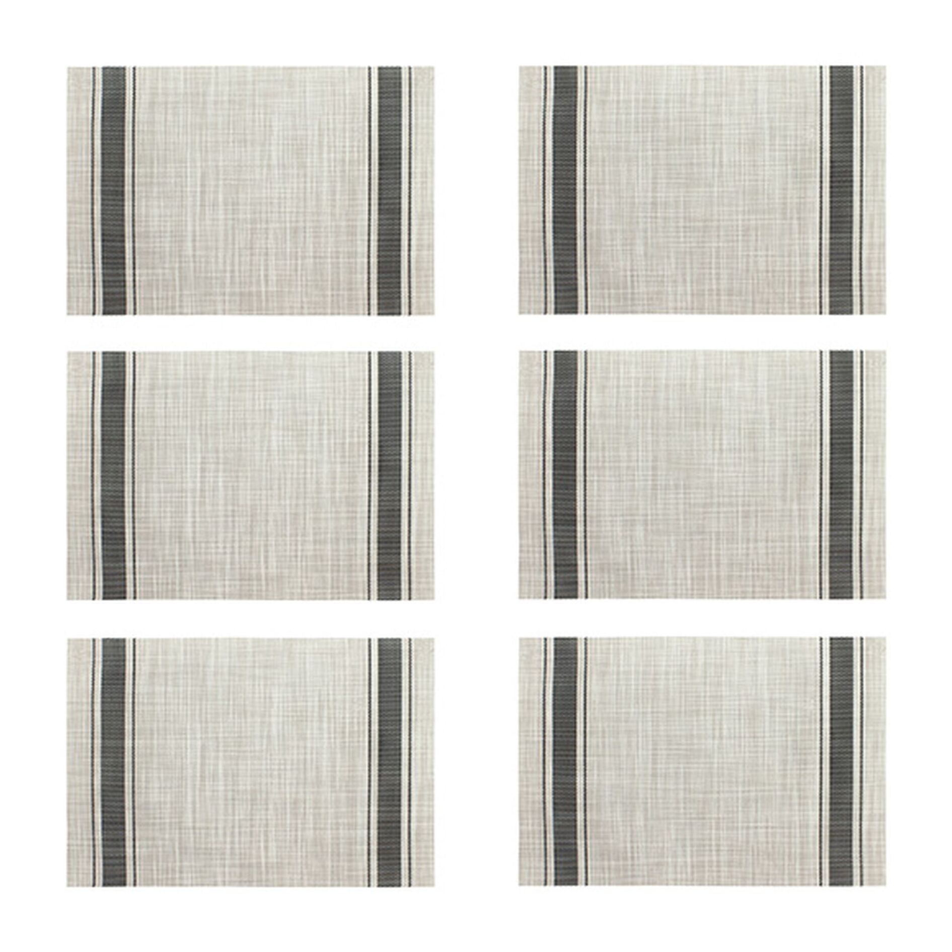Lot de 6 sets de table tissé en PVC beige et noir 45x30cm
