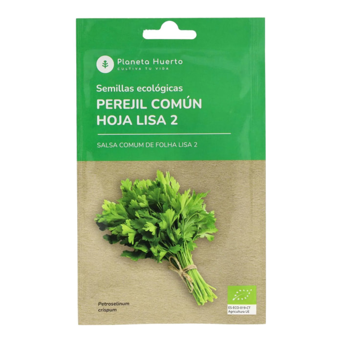 Semillas de Perejil común hoja lisa ecológicas Planeta Huerto