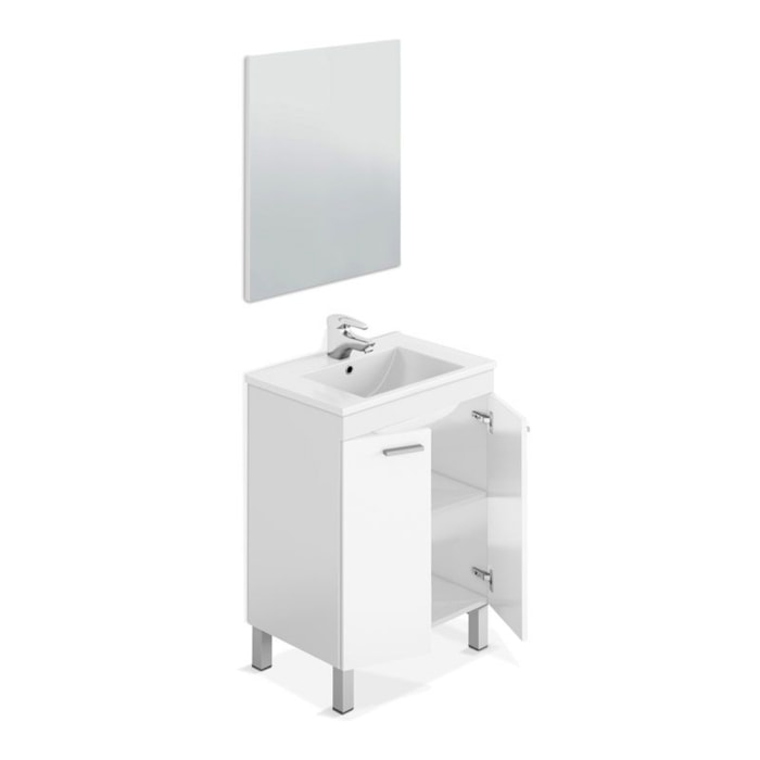 Mueble de baño con espejo LC1 60 Blanco Brillo