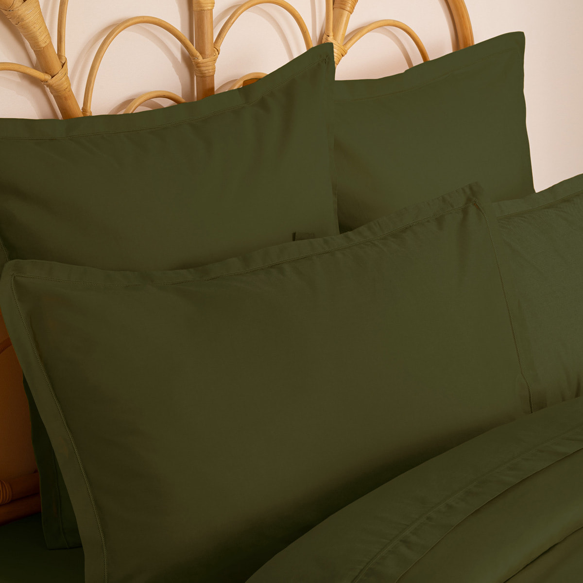 Taie d oreiller "Carina" coton 50x70cm vert kaki